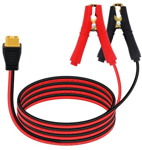 YINGAYOU Cable XT60 a Pinzas de Bateria 12V 24V Pinza Cocodrilo con XT60 14AWG 20A Permite Recargar Dispositivos Mediante Paneles Solares (3 m)