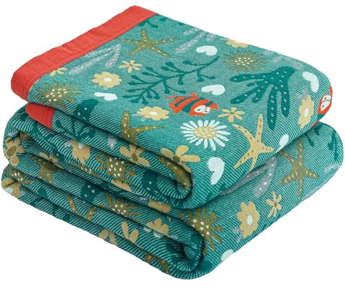 HOORDRY Boho Musselin Decke 100% Baumwolle Tagesdecke | Universale Sofadecke, Doppelseitige Decke für Bett Ultra Weiche und Atmungsaktive Quilt Bettdecke für Ganze Saison-200x230CM