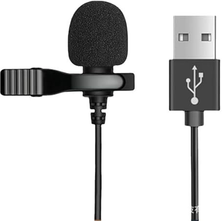 Annlpoy 1pcs Microphone USB, 2m USB Lavalier Microphone Plug, Micro Cravate Plug & Play pour PC, Mac, Laptop - pour Youtube, Skype, Enregistrement, Podcast, Jeux