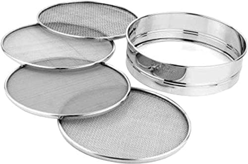 Stainless Steel Sieve Set with Interchangeable Mesh Screens – Multi-Layer Soil, Sand, Spice & Lab Test Sifter for Kitchen, Garden, and Industrial Use
