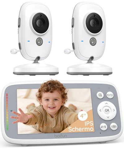 BOIFUN Baby Monitor Video Con Telecamera, Senza Wi-Fi, 4 IPS Schermo Con Zoom 5X, Facile Da Usare e Configurare, Rilevamento del Suono, ModalitÃ VOX