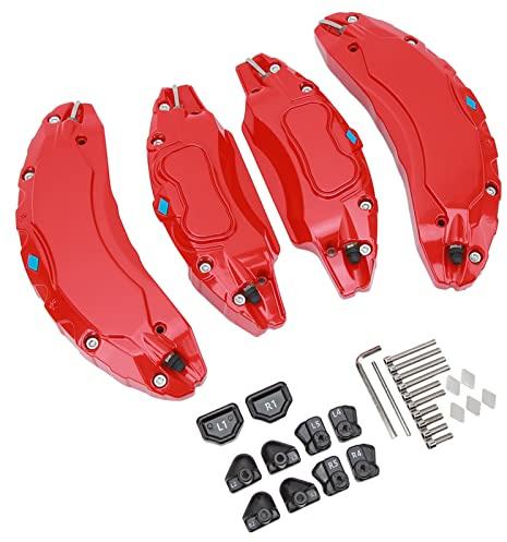 Saluaqui CAR -Bremssattelabdeckung Aluminiumlegierung Roter Scheibenbremsbremse für 18in 19in Hub - Bremssattektorschutzabdeckung für Verstärkte Stil und Leistung (Rot)