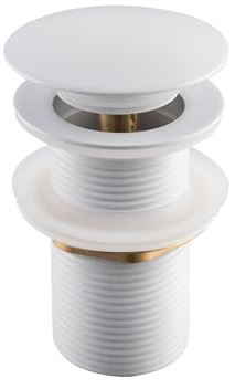 Aquauno - Valve clic clac pour lavabo sans trop-plein - En laiton - Bonde pop-up pour lavabo standard de la salle de bain - Universelle et facile à monter - Blanc