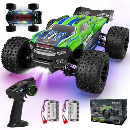 Ferngesteuertes Auto ab 8 Jahre mit Farbiges Licht, 1/18 RC Auto ab 8 9 10 Jahre, 2,4 GHz 32+km/h All Terrain Ferngesteuerte Autos, Wasserdicht RC Buggy, 4WD RTR Monstertruck Ferngesteuert