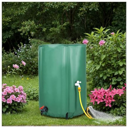 YPIOUREN Garden Rain Barrel,Collapsible Rain Barrel Water Collection System，Portable PVC Fluid Storage ，Collapsible Rain Barrel，Portable Foldable Collapsible Tank,for Garden, Patio(Green,160L)