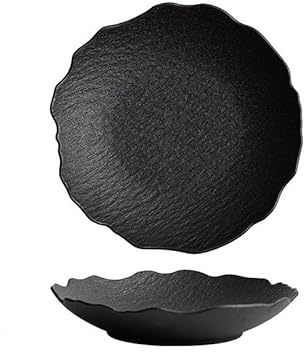 Assiette Assiette à soupe japonaise en céramique noire et blanche de 23 cm, vaisselle for apéritifs, desserts, cuisine, hôtel, restaurant Vaisselle(B,9 in)