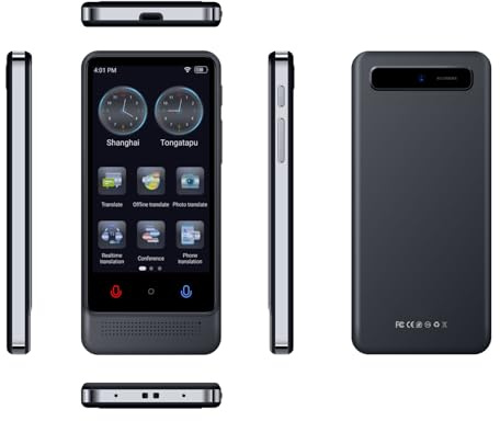 Gugxiom AI-Sprachübersetzer, 2-Wege-Echtzeit-Online-Offline-Foto-Sprachübersetzungsgerät mit 4,01-Zoll-Touchscreen und 8-MP-Kamera