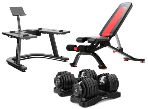 Bowflex SelectTech 52 verstellbaren Kurzhanteln Home Gym Set mit Hantelbank & Hantelständer
