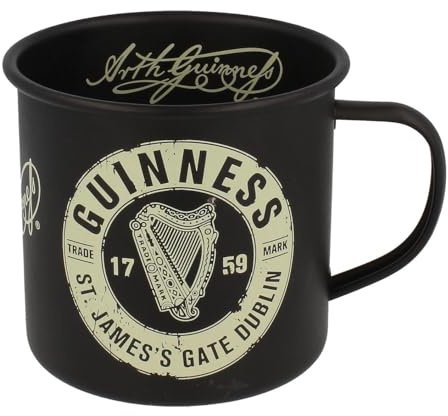 Guinness Schwarzer Emaillebecher mit Brauerei Trademark Logo