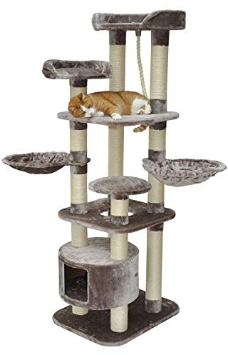 nanook Kratzbaum Katzenbaum XXL Kletterbaum groß stabil mit Höhle Kira 174 x 60 x 50 cm