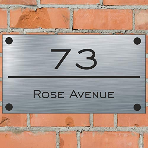 Rose Avenue Rectangle Aluminium House Sign Personalised With Your House Name/Number & Street Name