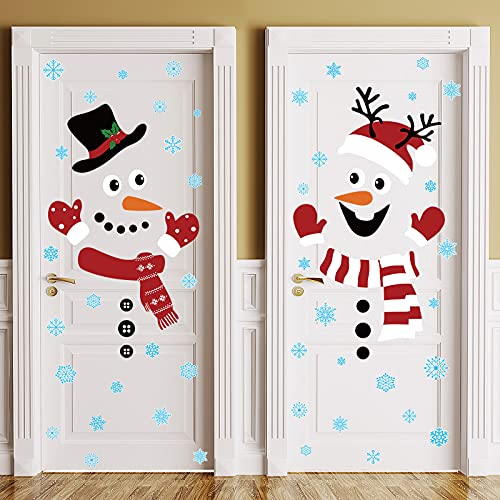 2 Decoraciones de Pegatina Navidad Adhesivo de Puerta Invierno Extraíble Calcomanía de Puerta de Vidrio de Temporada Adhesivo de Ventana Muñeco Nieve