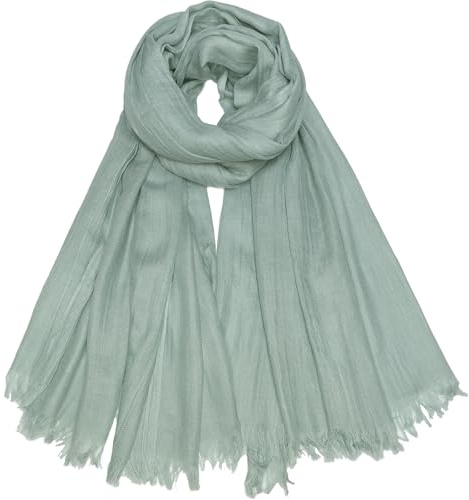 Gragengs Sciarpe estive da donna leggere, grandi e lunghe, scialle in garza di lino per la spiaggia, avvolgente, tinta unita 190,5 x 109,2 cm, Verde menta, Large