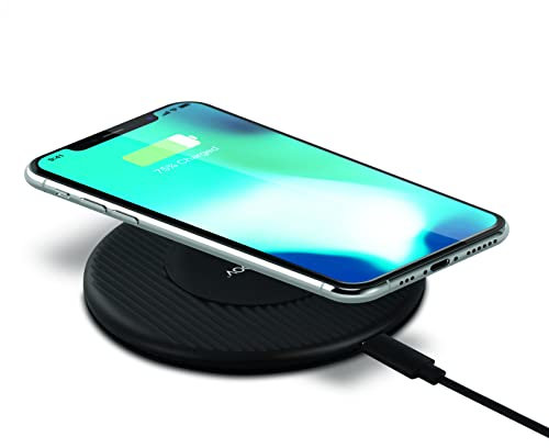 Mooov 732025 - Caricatore Wireless rapido a induzione, Senza Fili, Universale, Qi Wireless Charger, 15 W, Ricarica induttiva, Compatibile iOS, Android, Nero