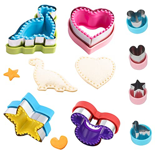 Dravency 8 Stück Sandwich-Schneider und Versiegelung, Decruster-Sandwich-Crimpers für die Herstellung von Sandwiches, Hamburgern, Kuchen, mit Gemüsefrucht-Ausstechern für Kinder, Lunchbox