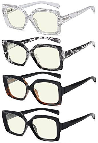 Eyekepper 4er Pack Computerbrille - Blaulichtfilter Brille Damen - UV420 Protection Übergroße Blaulichtbrille +1.75