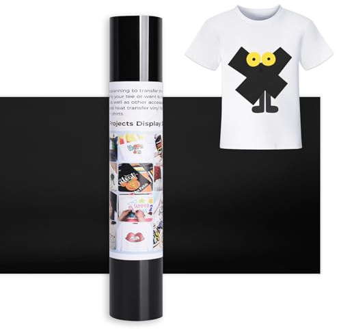 IModeur 12 Ft Plotterfolie Textil Schwarz – 30,5 x 366 cm Flexfolie Plotter Textil Schwarz für Silhouette Cameo, Kleidung, Mützen, Hosen, andere Stoffe