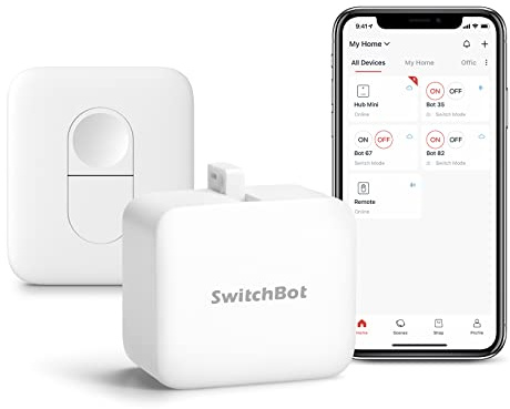 Switchbot Smart Switch Button Pusher (Bluetooth) – Fingerbot for Rocker Switch/One-Way Buttons, App Timer Control, No Wiring, Optional Hub Required for Voice/Remote, White
