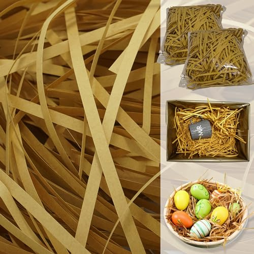 100 Gramm Osterbraunes natürliches geschreddertes Papier, Bastelkorb, Knisterpapier für Geschenkbox, Motorhaube und Korb-Dekoration für Ostern