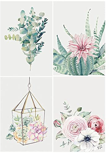 DCIDBEI Diamond Painting 4 Set Blumen Kaktus Saftige Pflanze 30x40cm | Diamond Painting Blumen Kaktus Saftige Pflanze Diamant Painting Bilder Eukalyptus Malen Nach Zahlen Diamant Painting Blumen