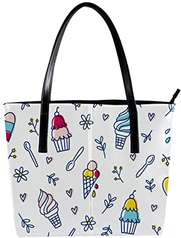 Sac fourre-tout léger et décontracté pour enseignant - Sac à main - Sac à main - Sac à main - Cuillère à glace, multicolore