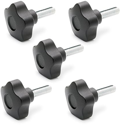 Ganter Normelemente | Sterngriffschraube | Griffschraube | GN 5337.2-63-M10-50 | 5 Stück | Kunststoff | mit Stahl Schraube | Griff 63mm | Gewinde M10x50