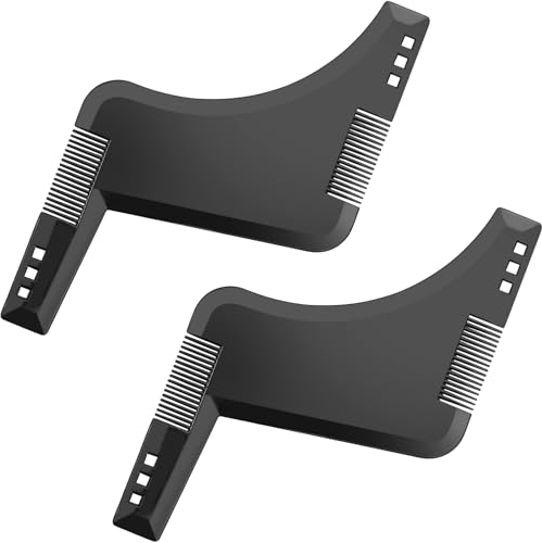 2 Piezas Beard Shaper Guia Afeitado Plantilla Barba Hombre Molde Barba Forma Barba Peine Para Barba Hombre (Negro)
