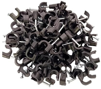 8mm Black Round Cable Clips Wire Nail Clips Holder Cable Management Wire Tidy for Ethernet Electrical Cables Wires 100 Pack