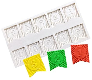 Stampo in silicone per fondente, con bandiera dell'alfabeto e numeri, in silicone, per pasta di zucchero, strumenti per la decorazione di torte, 10,5 x 5,5 x 0,7 cm