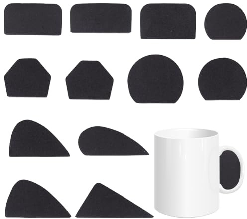 CREATCABIN 12 Pieza Mango Taza,Moldes Mango EVA para Hacer Cerámica,Juego Herramientas Arcilla,Moldes Mango Taza,Espuma para Cerámica,Escultura Cerámica Tazas Pequeñas,Diferentes Formas,Tamaños Negro