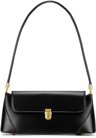 ZOUIQSS Umhängetasche für Damen Vintage-Geldbörse modisch klassisch veganes Leder Clutch Retro-Handtasche mit Schnallenverschluss(schwarz)