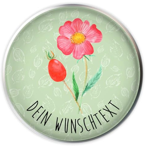 Mr. & Mrs. Panda Personalisierter Waschbecken Stöpsel Blume Hagebutte - Personalisierte Geschenke, Wunschtext, Abfluss Stopfen, Lebensfreude, Personalisierung, Schlechte Gedanken, Garten
