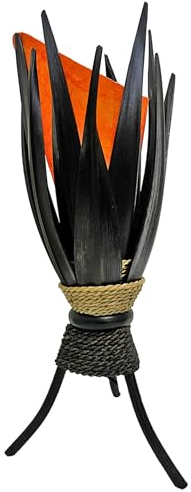 Stehleuchte Bali Lampe in orange 67x24cm • außergewöhnliche Standleuchte aus Bananenblättern • Stimmungslicht aus traditioneller Handarbeit • asiatische Dekolampe • Stimmungsleuchte „Bananenblatt“