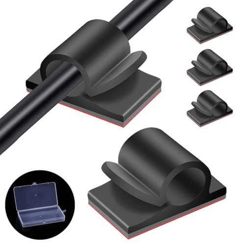 Tomario V2 Clip per cavi autoadesivi, 50PCS USB HDMI Supporto di gestione del cavo rotondo Clip di riordino del cavo per scrivania parete officina casa ufficio all'aperto Luce di fata