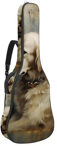 Schöne Gitarrentasche, wasserdichte Gigbag für 40/41/42 Zoll Akustikgitarre mit mehreren Taschen und Schutzschicht, Vintage Katze Muster, Mehrfarbig Nr. 08, 42.9x16.9x4.7 in, Gitarrentasche