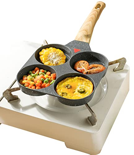 MYVVKIA Multi Egg Frying Pan, 4 Hole Burger Egg Pancake Pancake Pot Breakfast Omelet, Long Handle Frying pan