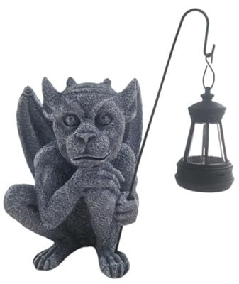 Teksome Gargouille de jardin, décoration extérieure, statues de jardin, figurines de collection d'Halloween, gargouille de jardin solaire, statues extérieures, décoration de la maison