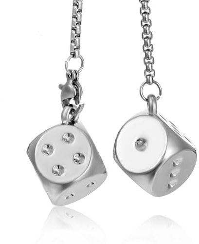 Ciondolo a Dadi Ciondolo a Dadi in Metallo Argentato Ciondolo per Specchietto Retrovisore per Auto per Decorazione Specchietto Retrovisore per Auto Dadi Appesi Decorazione per Auto da Ufficio