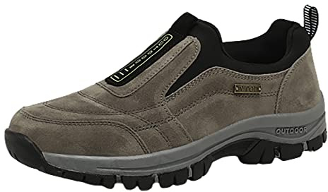 POIUIYQA Zapatos para Caminar para Hombre, Zapatillas de Senderismo al Aire Libre, Zapatos de Senderismo sin Cordones para Hombre, Zapatos Ortopédicos, Zapatos Ligeros para el Trabajo