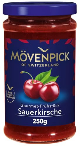 Mövenpick Gourmet-Frühstück Sauerkirsche | 55% Frucht | 250 g | Ausgewählte Früchte | Mit Fruchtstückchen | Für Frühstück & Brunch | Schonend zubereitet | Ohne Zusatzstoffe