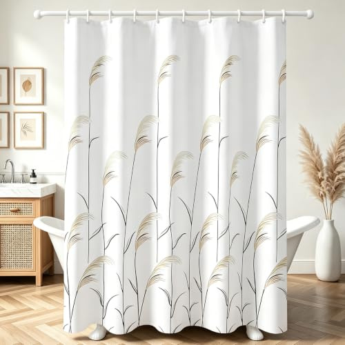 Lerores - Tenda per doccia e vasca da bagno, 80x180 cm, in tessuto di poliestere, resistente alla muffa, impermeabile, lavabile, con fondo pesante, 5 occhielli e anelli per tende da doccia per bagno