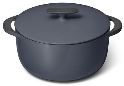 Caraway Horno holandés esmaltado, horno holandés de hierro fundido de 6.5 cuartos con tapa, revestimiento esmaltado de 3 capas, no requiere condimento, compatible con todas las estufas, apto para