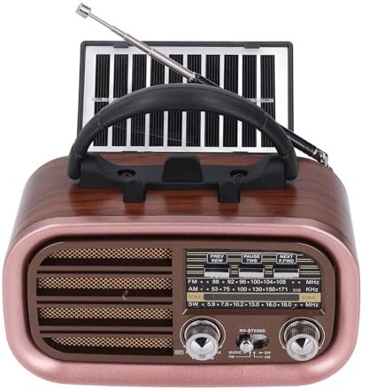 2024 Neuestes Kleines Retro-Vintage-Radio, Tragbares Radio AM FM SW mit Bluetooth-Lautsprecher, Solarbetriebenes und Batteriebetriebenes Wiederaufladbares -Radio, Unterstützt