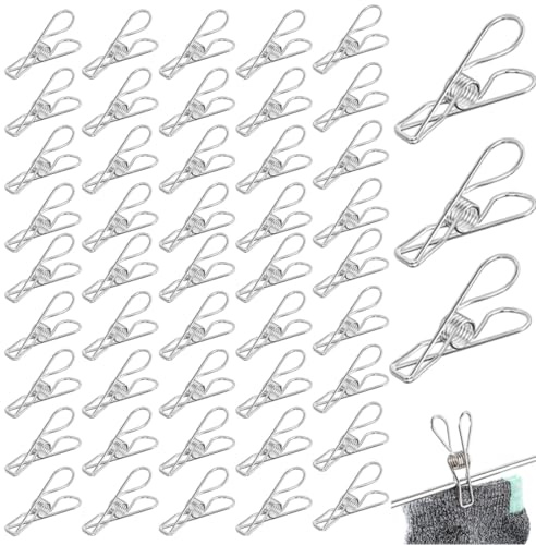 XURJUMI Pinces À Linge En Acier Inoxydable, Lot De 60 Pinces Antirouille Pour Corde À Linge, Sacs À Collation, Serviettes, Photos, Papier, Cuisine, Bureau