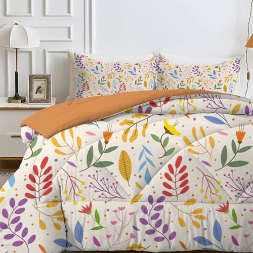 LSSLK Piumino Letto Matrimoniale 4 Stagioni 220x240 cm, Bianco Reversibile Piumone Leggero 240x220 cm, Motivo colorato Coperta Trapunta in Microfibra con 2 Federe, Lavabile in Lavatric