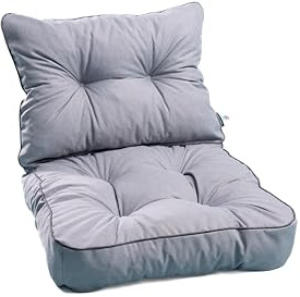 TexDeko® Loungekissen Gartenpolster Set mit Rückenkissen für Rattanmöbel Gartenkissen Premium, Wasserabweisende Polsterauflage Sitzkissen Gartenmöbel 80x80x12cm + 80x40x12cm (Hell-Grau)