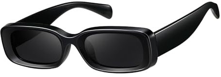 kimorn Sonnenbrille für Frauen Retro Fahrbrille Vintage Schmaler Quadratischer Rahmen UV400 Schutz (Helle schwarze/graue Linse)