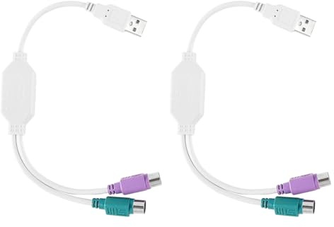 Enwye Cable Adaptador de 2 Piezas PS2 Macho a USB A Macho para Teclado y ratón Antiguos. Se Puede conectar y Usar.