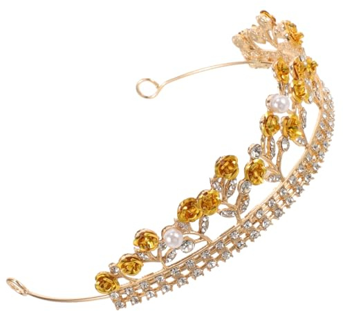 VICASKY Couronne de Fleurs Rose Diadème de Mariage Élégant Accessoire de Couronne Décorative pour Parties et Performances