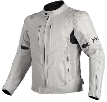 M&Catree Chaqueta de Motocicleta de Moto para Verano para Hombre Respirable Armadura Protección Tira Reflexión - Beige, L